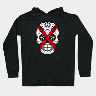 Northern Ireland Flag Sugar Skull with Roses Hoodie